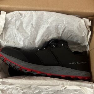 Altra Men's Black and Gray Athletic Shoes with Red Sole